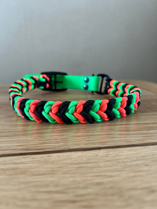neon paracord braided collar with biothane adjustable strap