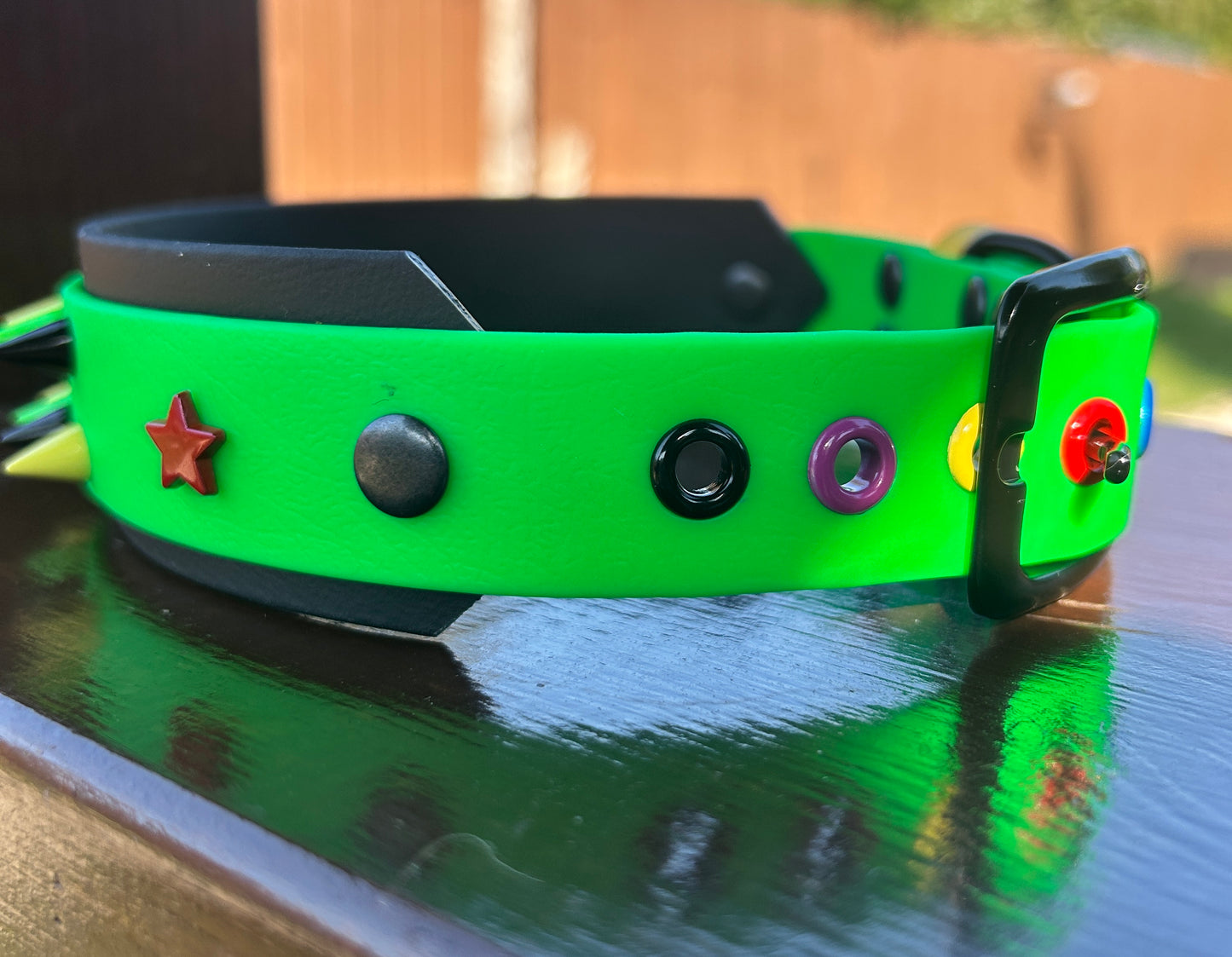 Neon Green Spike Collar - 37cm-45cm